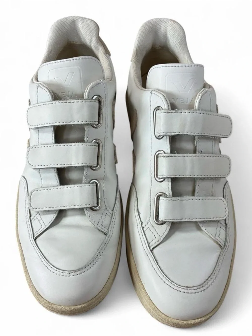 Veja V-lock White Leather 3 Strap Sneaker US 9